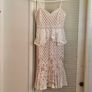 White midi lace dress